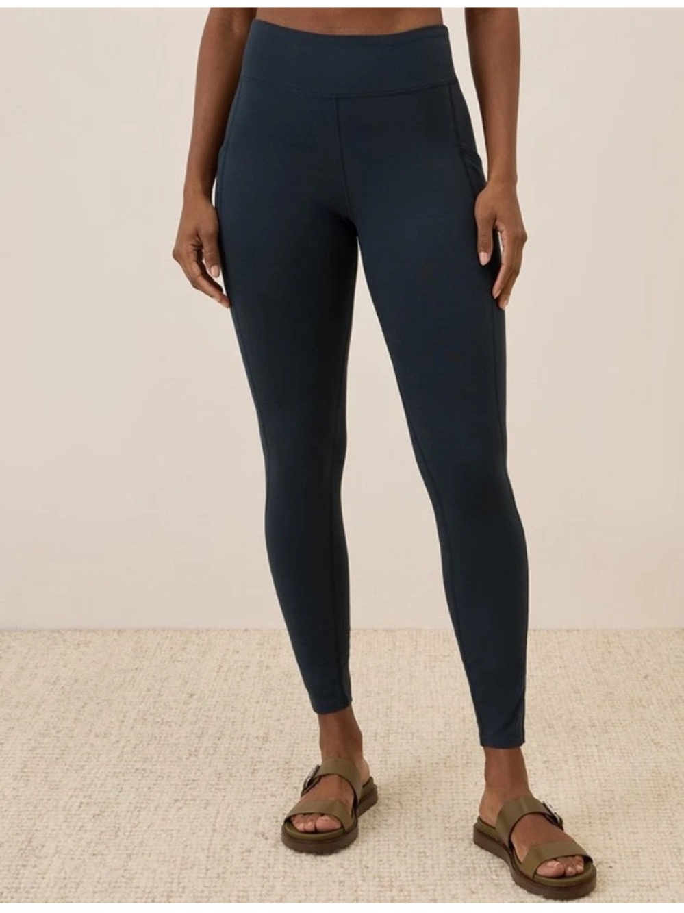 PACT Organic Cotton On-The-Go Pocket High Rise Leggings Midnight Blue XL